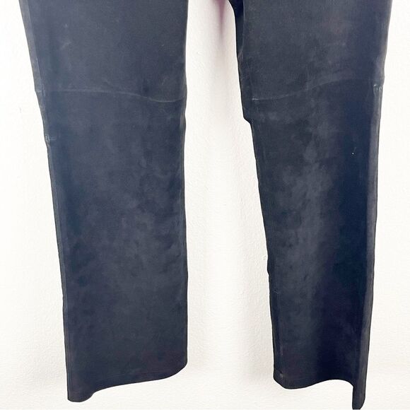 HUGO BUSCATI Collection Classic Black 100% Leather Front Lace Bootcut Pants 12P - Picture 6 of 8